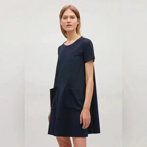 COS A-line Jersey Dress Navy Sz L